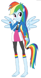 Size: 315x597 | Tagged: safe, artist:loomytyranny, edit, edited screencap, imported from derpibooru, screencap, rainbow dash, pegasus, equestria girls, 1000 hours in ms paint, background removed, barefoot, eared humanization, eqg promo pose set, feet, ponied up, simple background, transparent background, winged humanization, wings