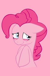 Size: 400x605 | Tagged: safe, artist:gothicsoulizzy, imported from derpibooru, pinkie pie, pony, blushing, cute, pink background, simple background, solo