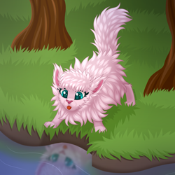 Size: 3500x3500 | Tagged: safe, artist:starshade, imported from derpibooru, oc, oc only, oc:fluffle puff, cat, catified, cute, female, heart, heart eyes, solo, species swap, wingding eyes