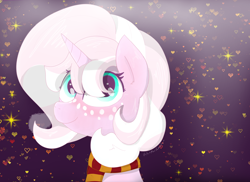 Size: 3536x2576 | Tagged: safe, artist:marshmallowfluff, imported from derpibooru, oc, oc only, oc:marshmallow fluff, pony, unicorn, clothes, freckles, scarf