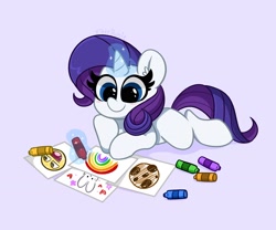 Size: 3000x2500 | Tagged: safe, artist:kittyrosie, imported from derpibooru, rarity, pony, unicorn, blank flank, coloring, crayon, cute, digital art, female, filly, filly rarity, magic, mare, raribetes, simple background, solo, telekinesis, younger