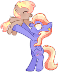 Size: 1788x2238 | Tagged: safe, artist:kurosawakuro, imported from derpibooru, oc, oc only, earth pony, pegasus, pony, base used, bipedal, female, filly, holding, holding a pony, hoof hold, mare, simple background, transparent background, vector