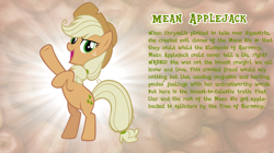 Size: 4616x2590 | Tagged: safe, artist:andoanimalia, imported from derpibooru, mean applejack, earth pony, pony, the mean 6, bio, bipedal, clone, hoof in air, looking at you, raised hoof, vector