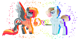 Size: 8000x4000 | Tagged: safe, artist:crazysketch101, imported from derpibooru, oc, oc only, oc:crazy looncrest, oc:crazy sketch, pegasus, pony, duo, leonine tail, tail