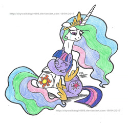 Size: 1465x1417 | Tagged: safe, artist:artistnjc, imported from derpibooru, princess celestia, twilight sparkle, alicorn, pony, celestial advice, crying, eyes closed, happy, hug, proud, smiling, teacher and student, tears of joy, twilight sparkle (alicorn)