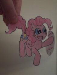 Size: 900x1200 | Tagged: safe, artist:charlotte199056, imported from derpibooru, pinkie pie, pony, cute, irl, paper child, photo, solo, traditional art, waving