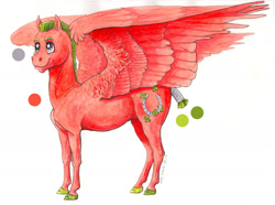 Size: 2000x1484 | Tagged: safe, alternate version, artist:lady-limule, imported from derpibooru, oc, oc only, pegasus, pony, colored hooves, horseshoes, male, pegasus oc, smiling, solo, stallion, starry eyes, traditional art, wingding eyes, wings