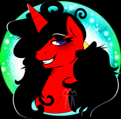 Size: 1863x1823 | Tagged: safe, artist:the-star-hunter, imported from derpibooru, oc, oc only, oc:yaoilover, pony, unicorn, bust, eyelashes, female, grin, horn, mare, smiling, solo, starry eyes, unicorn oc, wingding eyes