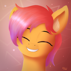 Size: 1800x1800 | Tagged: safe, artist:ponyxwright, imported from derpibooru, oc, oc only, oc:tender sunrise, earth pony, pony, abstract background, bust, male, portrait, smiling, solo, stallion