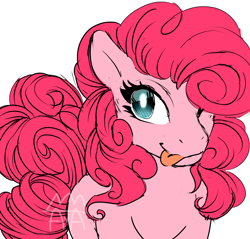 Size: 2218x2124 | Tagged: safe, artist:the-star-hunter, imported from derpibooru, pinkie pie, earth pony, pony, ;p, bust, female, hair over one eye, mare, one eye closed, signature, simple background, solo, tongue out, white background, wink