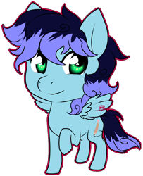 Size: 812x1002 | Tagged: safe, artist:the-star-hunter, imported from derpibooru, oc, oc only, pegasus, pony, chibi, pegasus oc, raised hoof, signature, simple background, smiling, solo, transparent background, wings