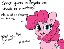 Size: 1280x975 | Tagged: safe, artist:tjpones, artist:tjpones edits, edit, imported from derpibooru, pinkie pie, earth pony, pony, dialogue, female, looking at you, mare, offscreen character, propositioning, questionable source, sfw edit, shivering, simple background, solo, solo female, talking to viewer, white background