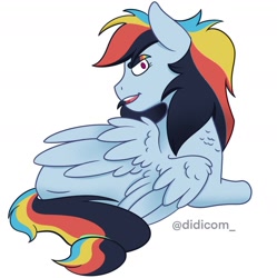 Size: 1024x1030 | Tagged: safe, artist:didicom, imported from derpibooru, oc, oc only, oc:ray, pony, female, offspring, parent:rainbow dash, parent:soarin', simple background, solo, white background