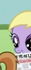 Size: 45x102 | Tagged: safe, imported from derpibooru, screencap, button mash, grape pop, earth pony, pony, ponyville confidential, female, filly, grin, mouth hold, newspaper, offscreen character, smiling