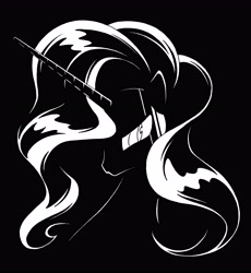 Size: 4864x5296 | Tagged: safe, artist:azdaracylius, nightmare rarity, pony, unicorn, black and white, female, frown, grayscale, mare, monochrome, solo