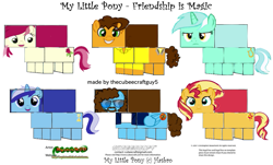 Size: 1259x759 | Tagged: safe, edit, imported from derpibooru, part of a set, cheese sandwich, lyra heartstrings, minuette, roseluck, sunset shimmer, oc, oc:electric light (jeff lynne pony), earth pony, pegasus, pony, unicorn, cubee, cubeecraft, jeff lynne, preview