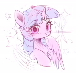 Size: 1772x1772 | Tagged: safe, artist:leafywind, imported from derpibooru, twilight sparkle, alicorn, pony, bust, cute, female, looking at you, mare, shooting star, simple background, sketch, solo, stars, twiabetes, twilight sparkle (alicorn), white background