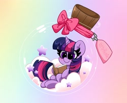 Size: 3100x2500 | Tagged: safe, artist:kittyrosie, imported from derpibooru, twilight sparkle, pony, book, cute, high res, pony in a bottle, reading, sitting, solo, stars, twiabetes
