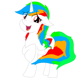 Size: 3000x3000 | Tagged: safe, artist:poncutes, imported from derpibooru, oc, oc only, oc:poncutes, alicorn, pony, derpibooru community collaboration, 2021 community collab, alicorn oc, ear fluff, eyestrain warning, full body, horn, looking at you, simple background, smiley face, smiling, solo, standing, transparent background, wings