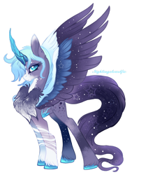 Size: 1920x2262 | Tagged: safe, artist:nightingalewolfie, imported from derpibooru, oc, oc only, oc:alvina glacial seas, alicorn, pony, chest fluff, crystal horn, female, horn, mare, simple background, solo, transparent background