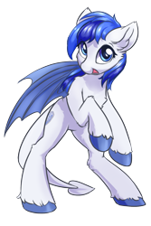 Size: 1200x1800 | Tagged: safe, artist:ravistdash, derpibooru exclusive, imported from derpibooru, oc, oc only, oc:strategic surprise, bat pony, dracony, dragon, hybrid, original species, pony, derpibooru community collaboration, 2021 community collab, bat pony oc, bat wings, bipedal, cute, ear fluff, fluffy, male, rearing, simple background, smiling, solo, stallion, transparent background, wings