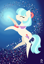 Size: 1800x2600 | Tagged: safe, artist:dawn-designs-art, imported from derpibooru, coco pommel, earth pony, pony, abstract, abstract art, abstract background, commissions open, female, floating, mare, minimalist, modern art, solo