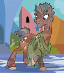 Size: 600x682 | Tagged: safe, artist:askmerriweatherauthor, imported from derpibooru, oc, oc only, oc:techno wizard, crystal pony, pony, unicorn, ask merriweather, crystallized, male, solo, stallion