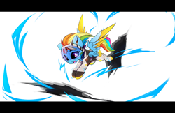 Size: 3279x2126 | Tagged: safe, artist:hitbass, imported from derpibooru, rainbow dash, pegasus, pony, augmented wings, bodysuit, clothes, dimensional cracks, female, mare, solo, visor