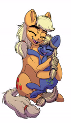 Size: 3636x6264 | Tagged: safe, artist:celestial-rainstorm, imported from derpibooru, applejack, oc, oc:juniper berry, earth pony, pony, absurd resolution, female, filly, mother and child, mother and daughter, offspring, parent:applejack, parent:oc:ash bark, parents:canon x oc, simple background, white background