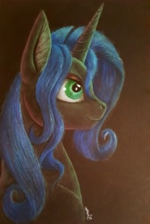 Size: 2988x4450 | Tagged: safe, artist:cahandariella, imported from derpibooru, oc, oc only, pony, unicorn, bust, colored pencil drawing, commission, female, mare, parent:rarity, portrait, solo, traditional art