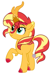Size: 1280x1812 | Tagged: safe, artist:lovinglypromise, imported from derpibooru, sunset shimmer, kirin, pony, kirin sunset, kirin-ified, simple background, solo, species swap, transparent background