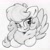 Size: 1496x1496 | Tagged: safe, artist:zemer, imported from derpibooru, oc, oc only, oc:feather belle, pony, bust, chest fluff, cute, fluffy, hair tie, monochrome, portrait, smiling, solo, traditional art