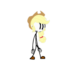 Size: 1280x1280 | Tagged: safe, artist:mario101, imported from derpibooru, applejack, human, equestria girls, henry stickmin, henry stickmin collection, humanized, simple background, solo, transparent background