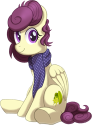Size: 1106x1500 | Tagged: safe, artist:crystalightrocket, artist:crystalightx, derpibooru exclusive, imported from derpibooru, oc, oc only, oc:starfruit fritter, pegasus, pony, derpibooru community collaboration, 2021 community collab, clothes, female, mane, mare, pegasus oc, scarf, simple background, sitting, smiling, smiling at you, solo, stars, tail, transparent background, wings