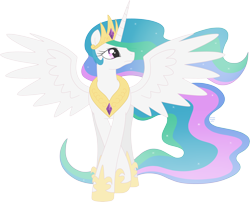 Size: 3832x3099 | Tagged: dead source, safe, artist:arastane-siryphia, imported from derpibooru, princess celestia, alicorn, pony, female, hoof shoes, looking up, mare, simple background, solo, spread wings, transparent background, upset, vector, wings