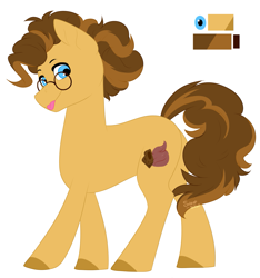 Size: 1347x1441 | Tagged: safe, artist:silentwolf-oficial, imported from derpibooru, oc, oc only, oc:chocolate bar, earth pony, pony, :p, colored hooves, earth pony oc, glasses, reference sheet, simple background, solo, tongue out, white background