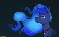 Size: 3358x2105 | Tagged: safe, artist:kirasunnight, imported from derpibooru, princess luna, pony, bust, choker, crown, cutie mark accessory, female, high res, jewelry, mare, portrait, regalia, solo