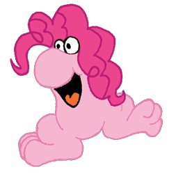 Size: 433x446 | Tagged: safe, alternate version, artist:artevi, imported from derpibooru, pinkie pie, candy, cursed image, food, nerds, nightmare fuel, not salmon, simple background, solo, species swap, transparent background, wat, why