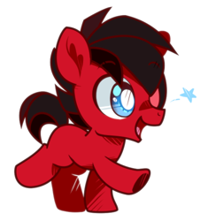 Size: 606x644 | Tagged: safe, artist:yokokinawa, imported from derpibooru, oc, oc only, oc:ranger culton, pony, colt, male, red and black oc, simple background, smiling, solo, white background