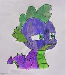 Size: 500x568 | Tagged: safe, artist:and now... a derpibooru user, artist:spikeabuser, imported from derpibooru, spike, dragon, sweet and smoky, abuse, burned, drawing, scene interpretation, solo, spikeabuse