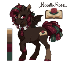 Size: 770x660 | Tagged: safe, alternate version, artist:lastnight-light, imported from derpibooru, oc, oc only, oc:novella rose, bat pony, pony, bowtie, female, glasses, mare, simple background, solo, transparent background