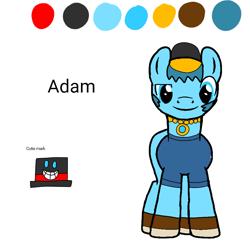 Size: 800x800 | Tagged: safe, artist:ajthekeldeo68, imported from derpibooru, oc, oc only, oc:adam, earth pony, pony, base used, hat, jewelry, looking at you, male, necklace, reference sheet, simple background, smiling, solo, stallion, white background