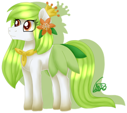 Size: 1024x911 | Tagged: safe, artist:spokenmind93, imported from derpibooru, oc, oc only, earth pony, lilligant, pony, adoptable, clothes, crown, earth pony oc, flower, flower in hair, jewelry, pokémon, ponikemon, ponymon, regalia, ribbon, scarf, simple background, solo, transparent background