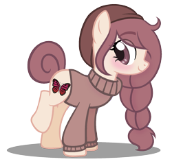 Size: 1411x1366 | Tagged: safe, artist:strawberry-spritz, imported from derpibooru, oc, oc only, oc:slitterbug, pony, clothes, female, mare, simple background, solo, sweater, transparent background