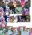 Size: 2810x3072 | Tagged: safe, edit, imported from derpibooru, screencap, aloe, apple fritter, clover the clever, fluttershy, lyra heartstrings, pinkie pie, princess cadance, princess platinum, rainbow dash, rarity, shining armor, spike, twilight sparkle, alicorn, diamond dog, earth pony, pegasus, pony, unicorn, a dog and pony show, bridle gossip, hearth's warming eve (episode), my little pony: the movie, apple family member, bit, bondage, bridle, chained, chains, clover the clever's cloak, collar, crown, diamond dog guard, dogs riding ponies, gag, harness, horn, horn cap, jewelry, muzzle, muzzle gag, ponies riding ponies, princess crown, rainbow crash, regalia, reins, riding, rope, spear, spitty pie, storm guard, tack, weapon, what were they thinking, you know for kids