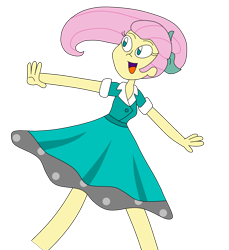 Size: 1800x1967 | Tagged: safe, artist:rarity525, imported from derpibooru, fluttershy, equestria girls, 50's fashion, 50s, clothes, open mouth, poodle skirt, simple background, skirt, solo, transparent background