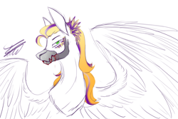 Size: 3000x2000 | Tagged: safe, artist:crystalcontemplator, imported from derpibooru, oc, oc only, pegasus, pony, bust, face mask, mask, pegasus oc, signature, simple background, solo, white background, wings