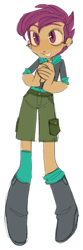 Size: 634x1920 | Tagged: safe, artist:0lijmazz, imported from derpibooru, scootaloo, equestria girls, boots, cargo shorts, clothes, ear piercing, earring, female, hoodie, jewelry, piercing, shoes, shorts, simple background, smiling, solo, transparent background