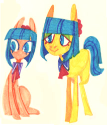 Size: 716x833 | Tagged: safe, artist:0lijmazz, imported from derpibooru, coco pommel, earth pony, pony, female, mare, marker drawing, multeity, traditional art