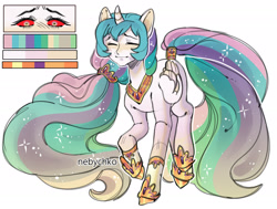 Size: 2250x1700 | Tagged: safe, artist:nebychko, imported from derpibooru, princess celestia, alicorn, pony, alternate hairstyle, cursed image, female, human face on pony, human facial structure, jewelry, mare, not salmon, regalia, solo, wat